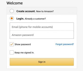 Amazon Login or Create Account page - Baby Gear Essentials